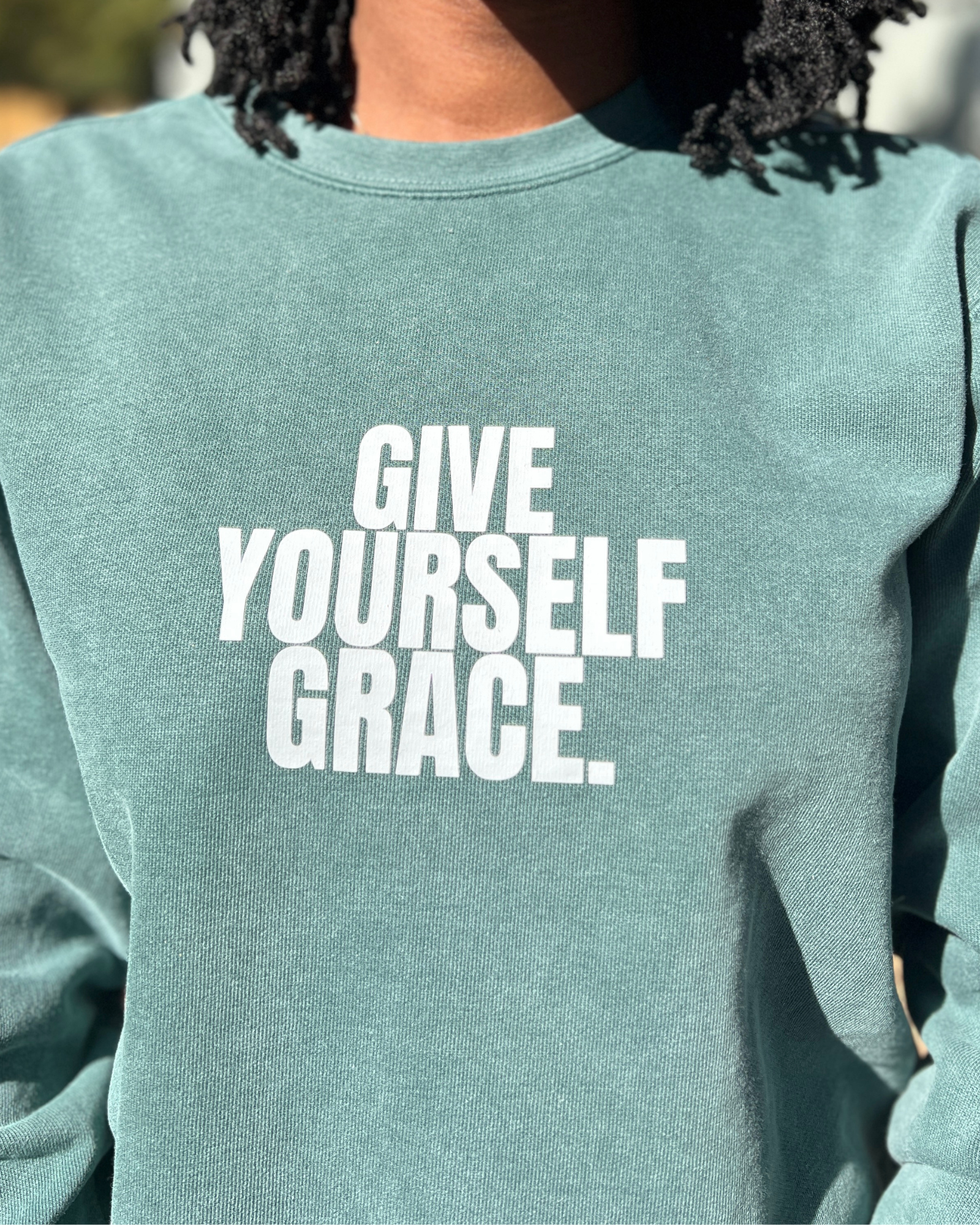 Give Yourself Grace Premium Garment Dyed Crewneck - Original Green