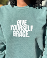 Give Yourself Grace Premium Garment Dyed Crewneck - Original Green
