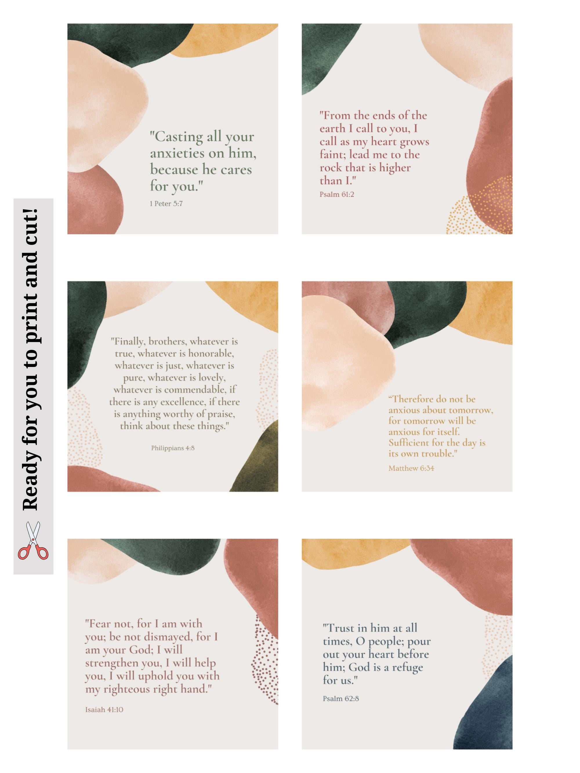 60 Printable Breath Prayer Scripture Cards, Christian Anxiety Relief Gift, Scripture Meditation, Affirmations and Encouragement, faith cards