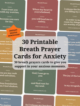 Printable Breath Prayer Cards: 30 Faith Based Affirmations For Anxiety