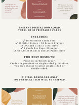 60 Printable Breath Prayer Scripture Cards, Christian Anxiety Relief Gift, Scripture Meditation, Affirmations and Encouragement, faith cards