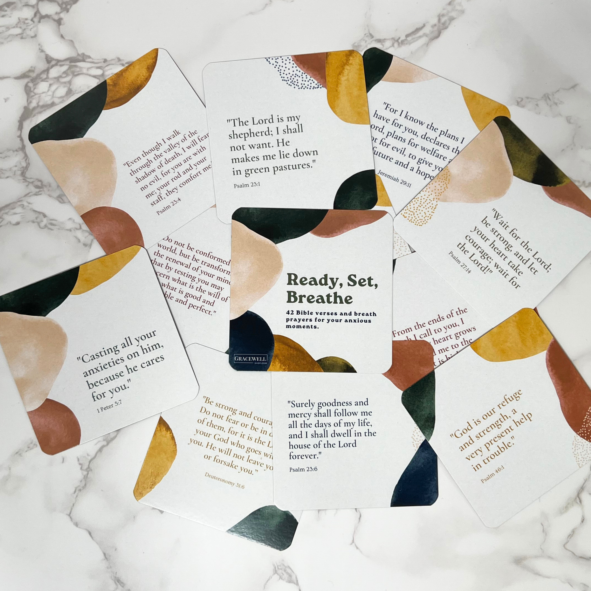 Ready, Set, Breathe: 42 Bible Verses And Breath Prayers For Your Anxious Moments Card Deck